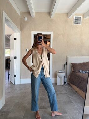 Elce Swim Cream Knit Button Vest